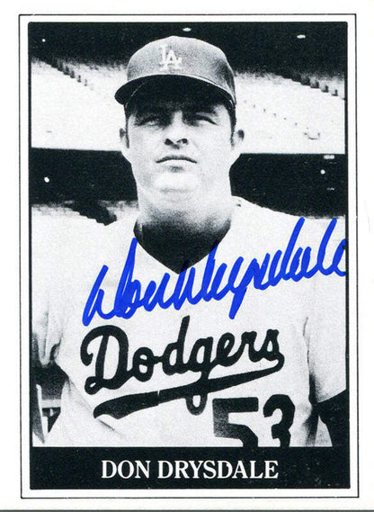 Don Drysdale Autographed Black And White Baseball Cards
