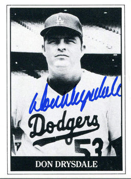 Don Drysdale Autographed Black And White Baseball Cards