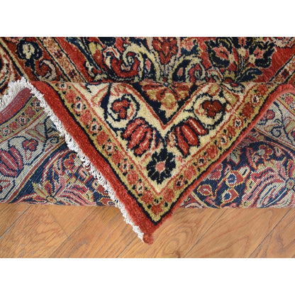7'10"X9'10" Red Farsian Saroogh Soft Wool Hand Knotted Full Pile Rug