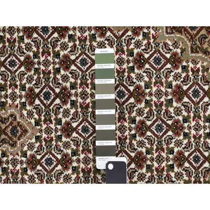 2'7"X11'10" Ivory Wool And Silk Tebraz Mahi Hand Knotted Runner Rug