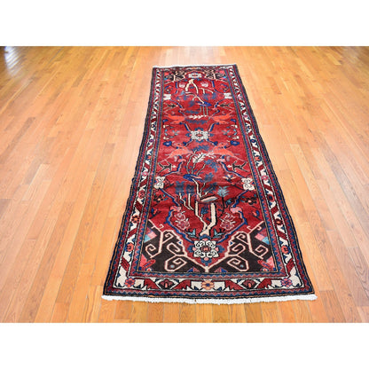 3'5"X9'7" New Farsian Baktiarjoon With Deer Figurines Handmade Runner Rug