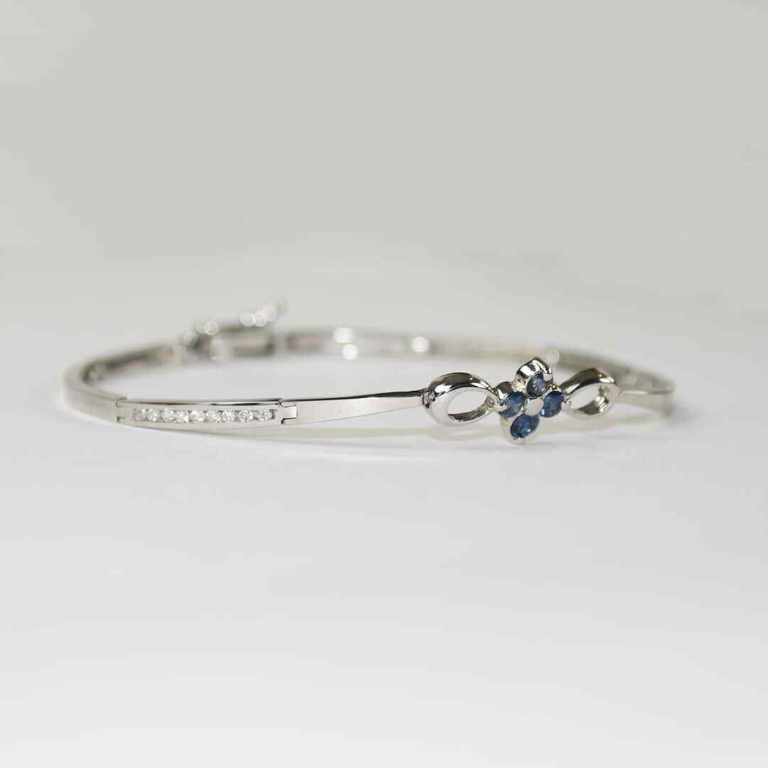 14K White Gold Sapphire And Diamond Bracelet