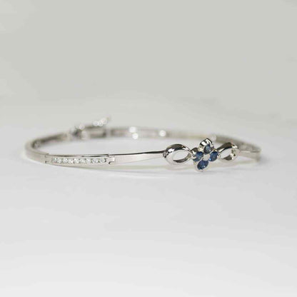 14K White Gold Sapphire And Diamond Bracelet