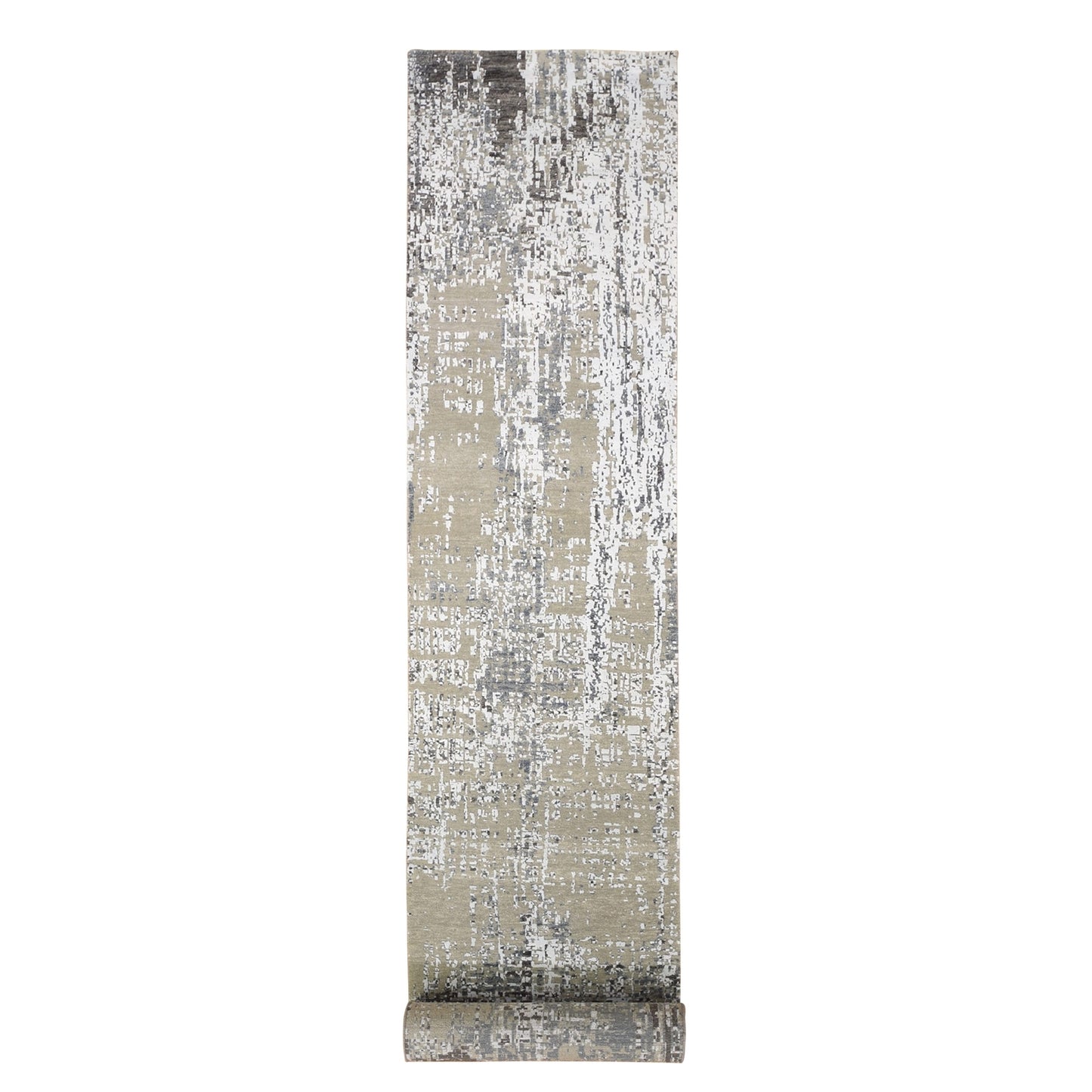 Rug 2'6"x12' Wool Runner Abstract Design Denser Weave Handmade