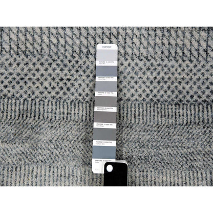 8'X10'3" Gainsboro Gray Wool And Silk Hand Knotted Grass Design Rug