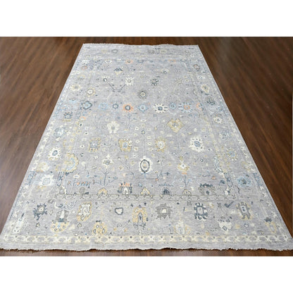 11'6"X15' Coin Gray Oushak Design Organic Wool Hand Knotted Oversized Rug