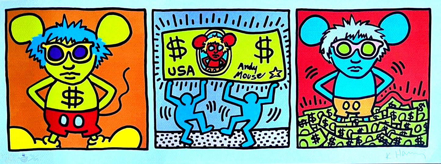 Keith-Haring Lithograph From An Painting - Coa Signed Pen - Numbered A Hand