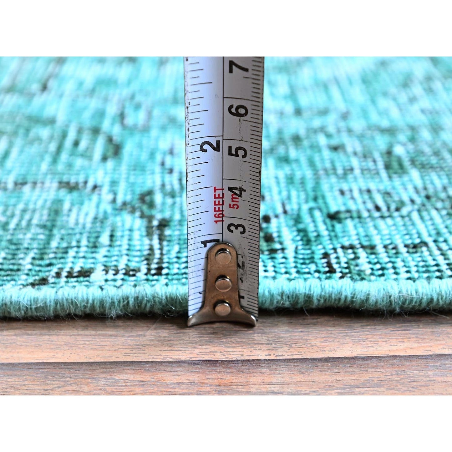 2'4"X10'2" Green Overdyed Vintage Zoroastrian Hand Knotted Wool Runner Rug