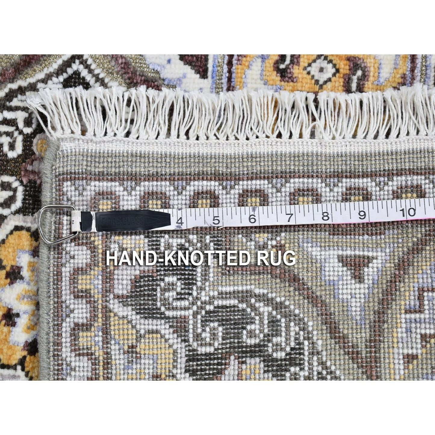 2'6"X12'3" Textured Wool And Silk Mughal Inspired Medallions Design Rug
