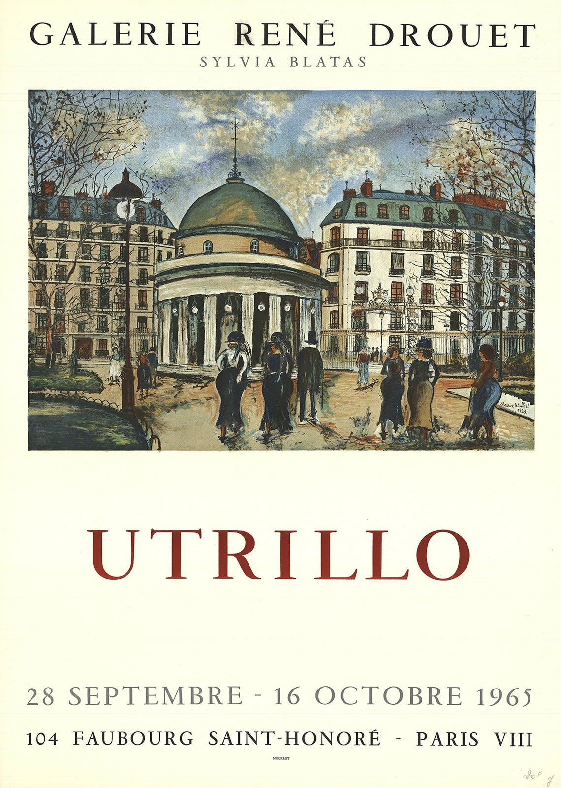 Maurice Utrillo Galerie Rene Drouet " Lithograph Impressionism Ye