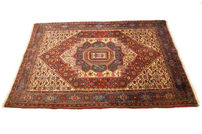 Vintage Handmade Oriental Rug Geometric Floral