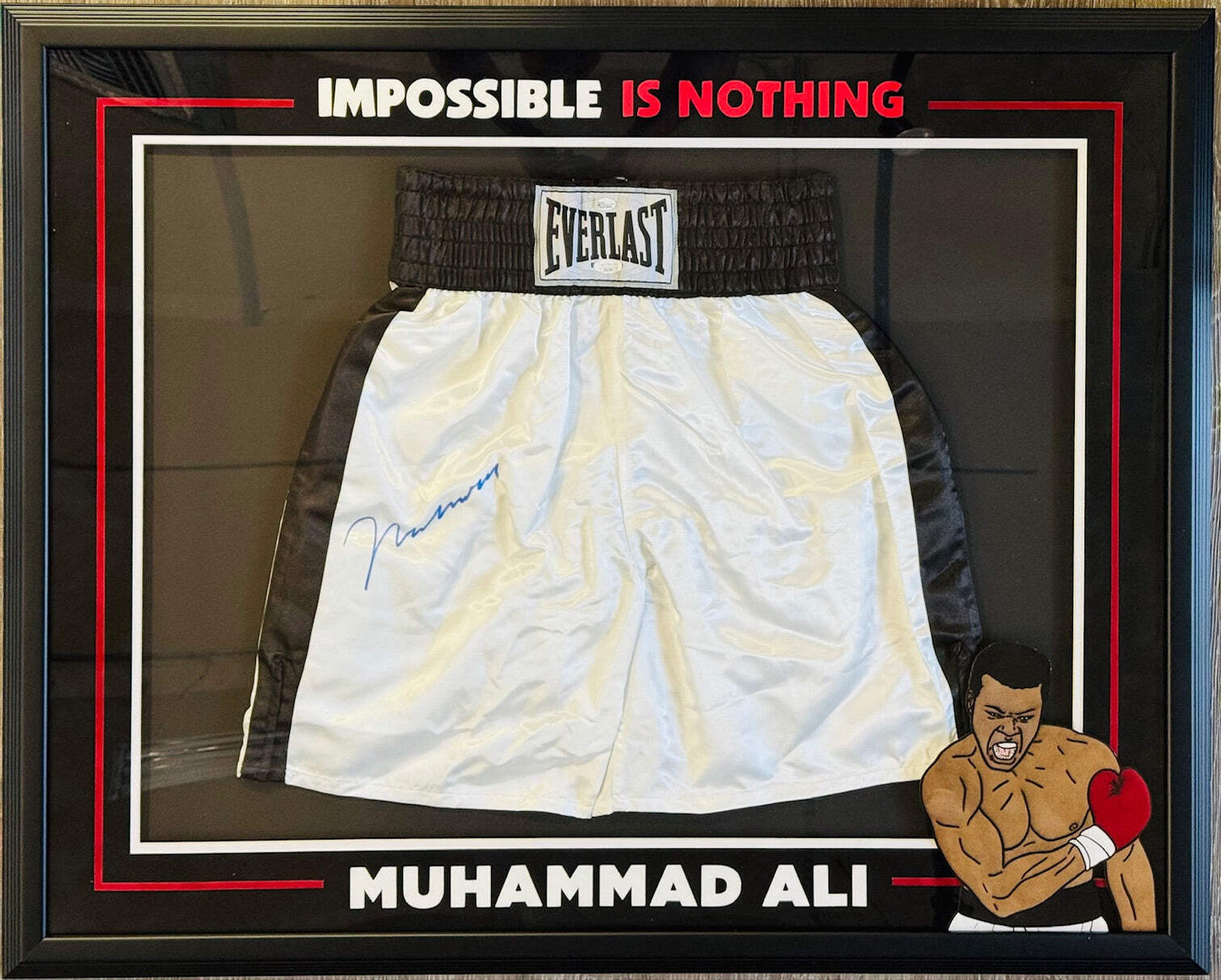 Muhammad Ali Autographed Framed Everlast Boxing Trunks (Jsa/Online Authentics)