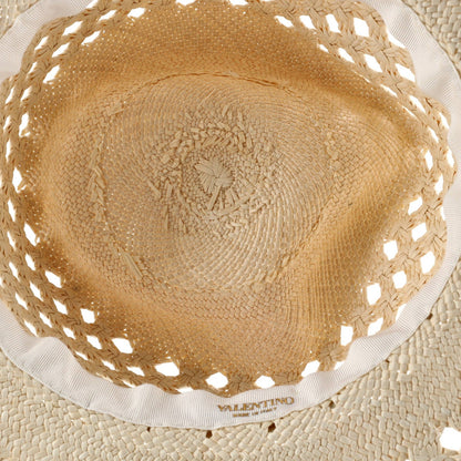 Valentino Garavani V Signature Sun Hat Woven Straw With Leather