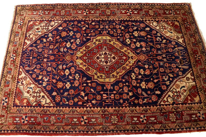 Vintage Purple-Navy Floral Style Rug Tribal