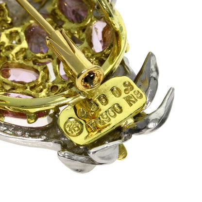 Yellow 4.96ct Yumiko Yamazaki Diamond Color Stone Brooch Platinum PT900 18K