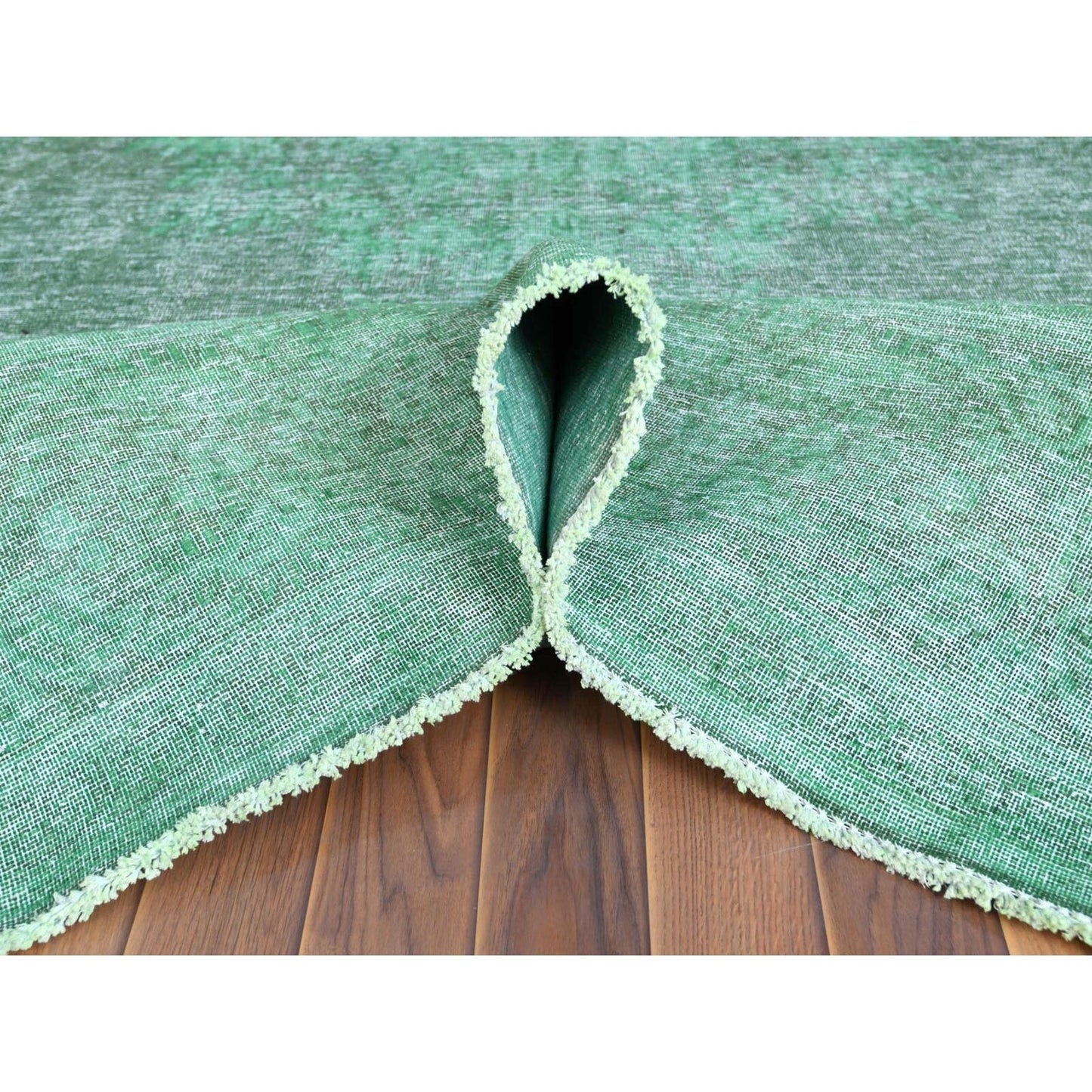 9'7"X12'5" Hand Knotted Shades Of Light Green Overdyed Farsian Karman Rug