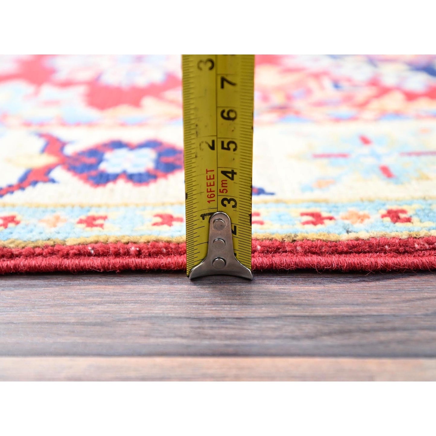 2'1"X6' Scarlet Red Kazak Design Wool Oriental Hand Knotted Runner Rug