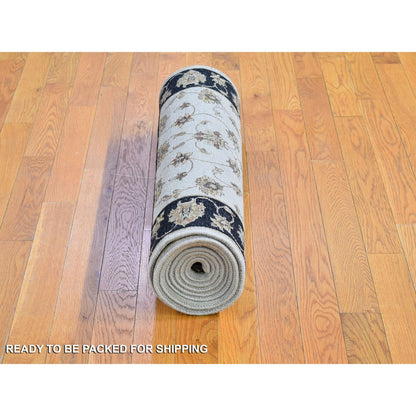 2'7"X9'10" Rajasthan Half Wool And Half Silk Thick And Plush Runner Rug