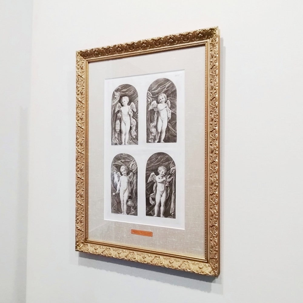 Print Francesco Bartolozzi after Domenichino 1762 Engraving -Four Angels Antique