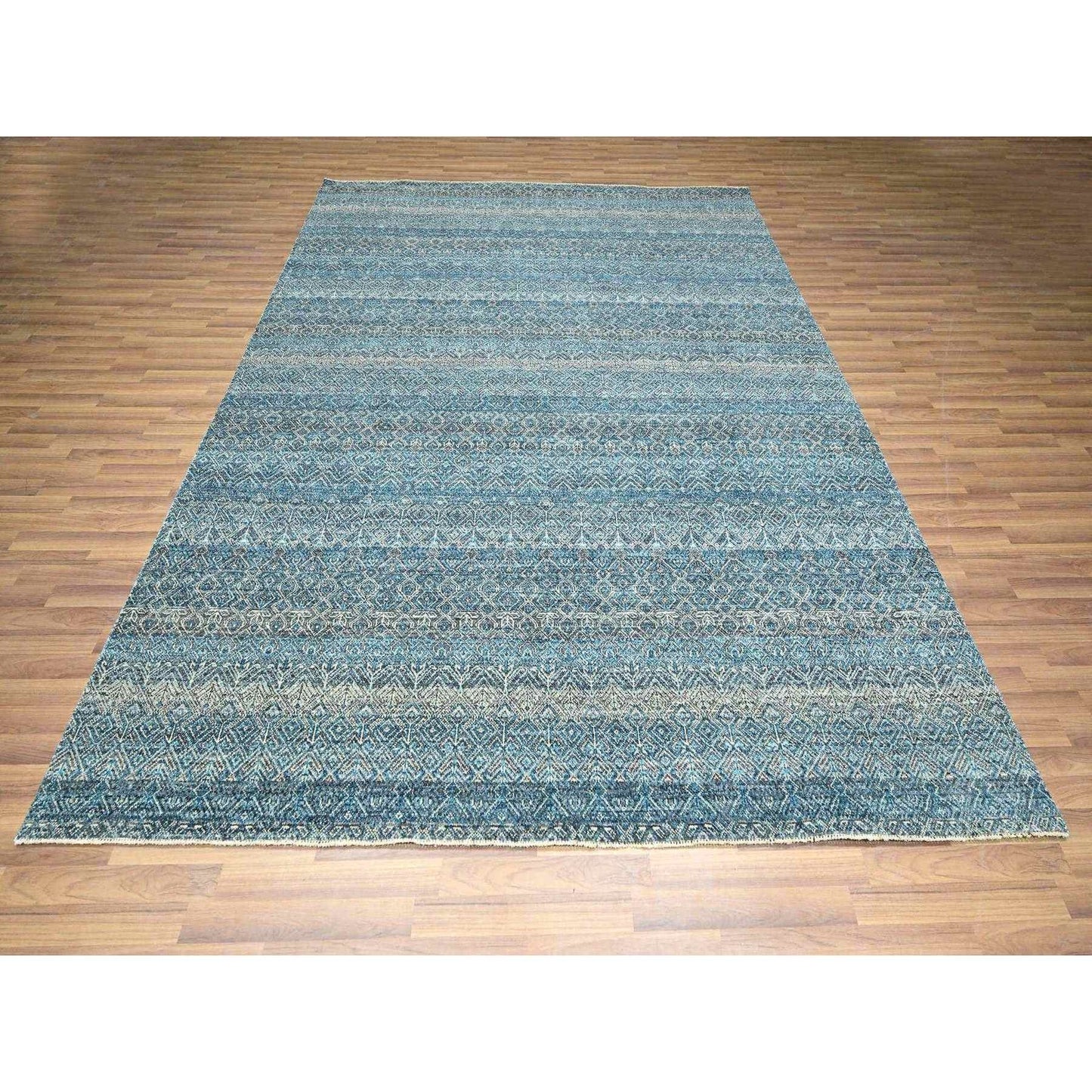 8'3"X10'1" Blue Kohinoor Herat All Over Design Hand Knotted Soft Wool Rug