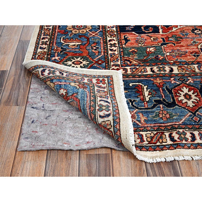 8'1"X10'1" Chiffon White Seeripe Heris Design Soft Wool Hand Knotted Rug