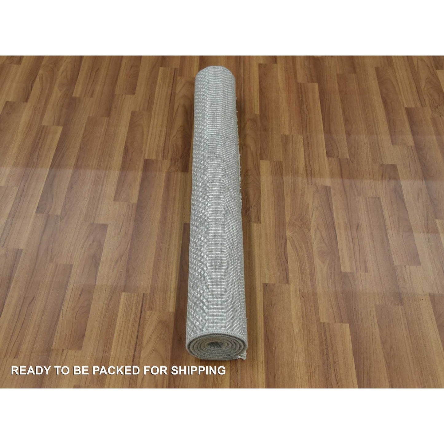 3'x5'3" Battleship Gray Grass Design Wool and Silk Hand Knotted Rug