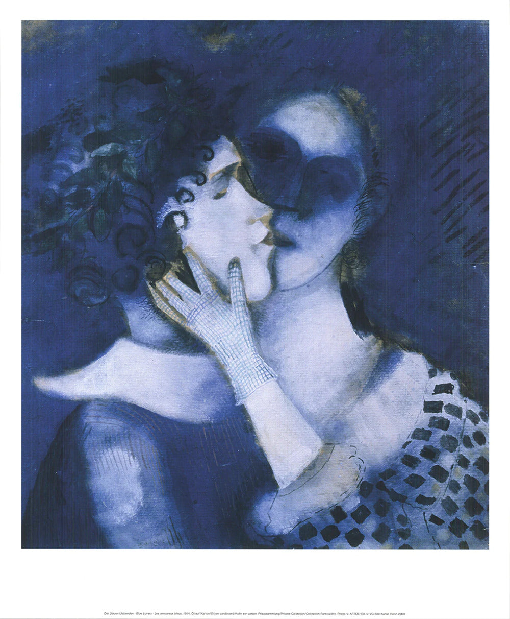 Marc Chagall Blue Lovers " Offset Lithograph Modernism