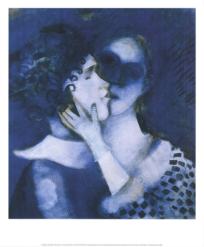 Marc Chagall Blue Lovers " Offset Lithograph Modernism