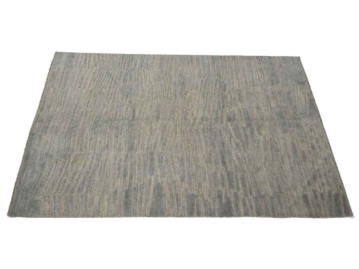 Bas-Relief Modern Gray Wool Hand-Knotted 6X9 Ft