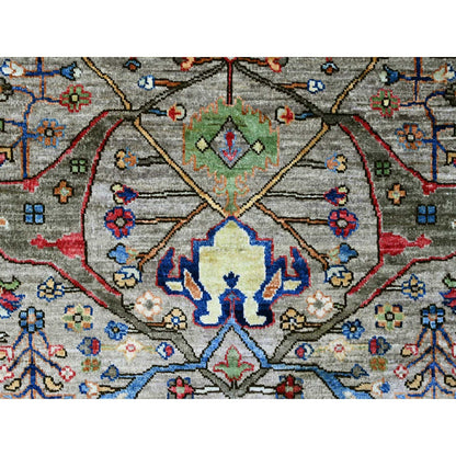 8'X8' Gray Bijar Garus Design Aryana Grade Hand Knotted Wool Round Rug