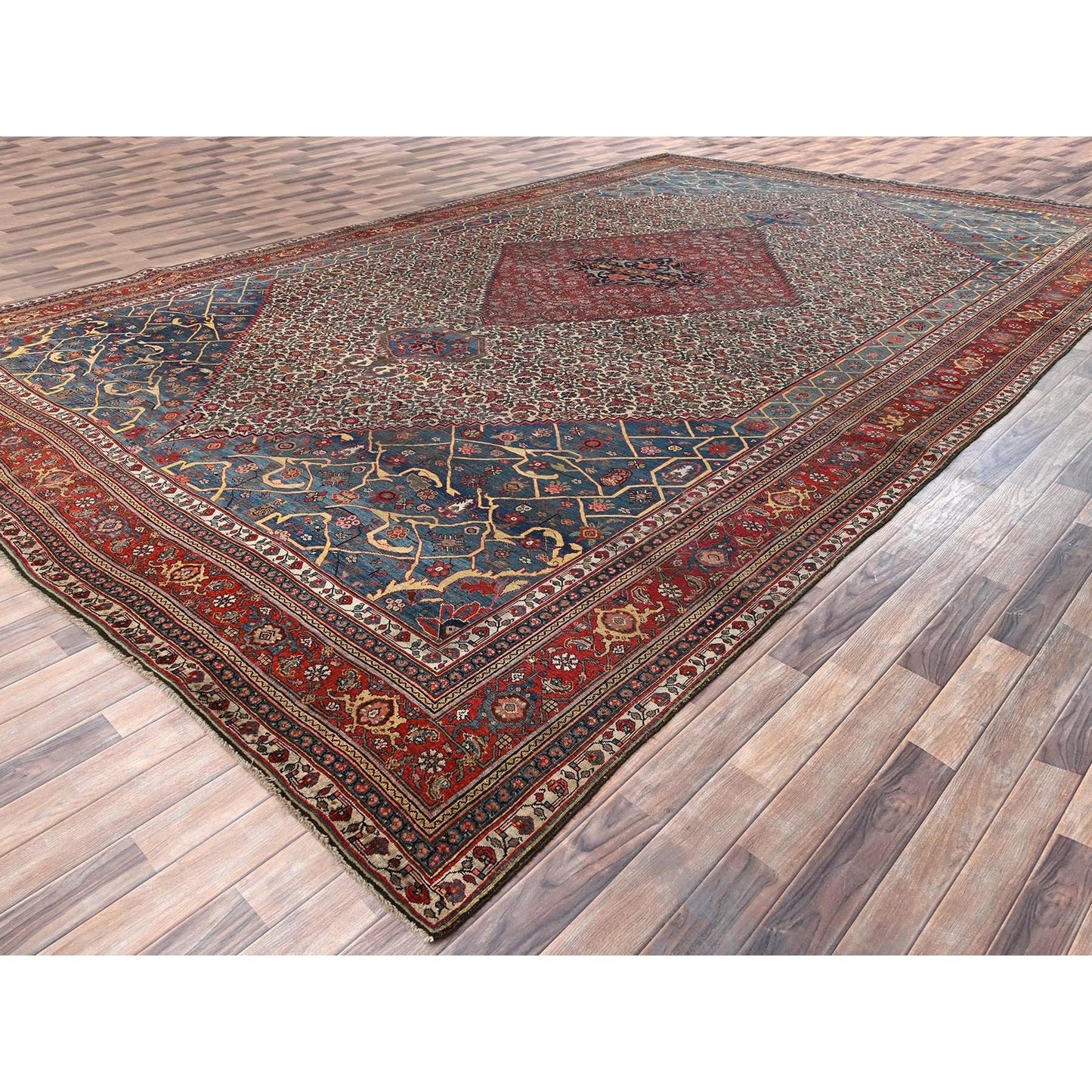 11'6"x18'10" Peach Color Antique Zoroastrian Bejar Wool Hand Knotted XL Rug