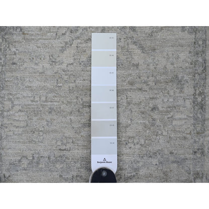 2'3"X29'4" Gray Heris Design High Mountain Wool Hand Knotted Runner Rug