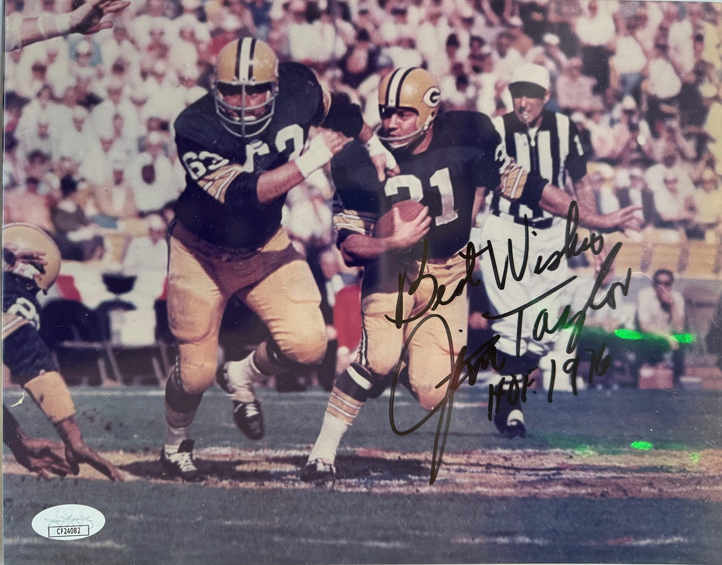 Jim Taylor Autographed Packers 8X10 Football