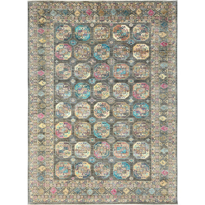 8'9"X11'7" Sage Green Hand Knotted Afghan Super Kazak Pure Wool Rug