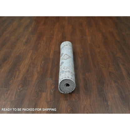 5'1"X6'10" Gray Zoroastrian Village Inspired Pure Wool Hand Knotted Rug