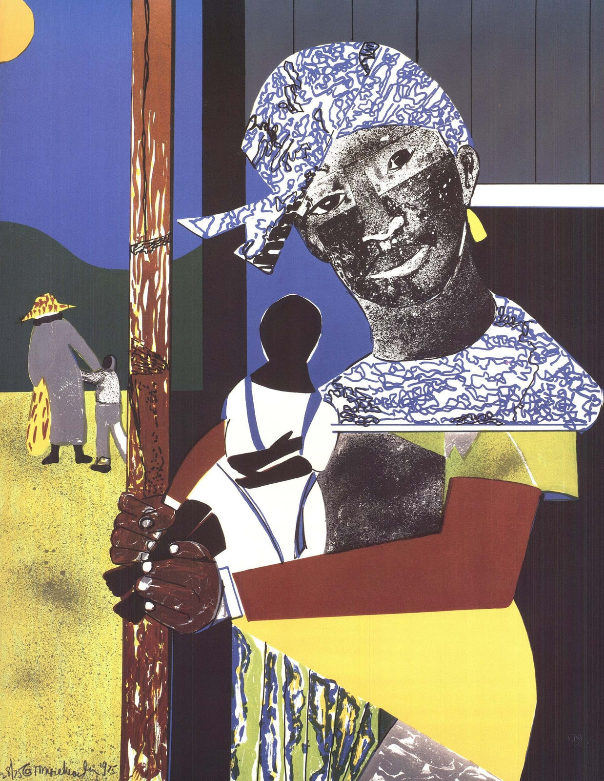 ROMARE BEARDEN Come Sunday Lithograph 30" x 22" 1993 African American