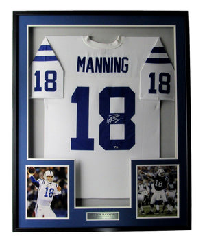 Peyton Manning Hof Signed/Auto Colts White Custom Jersey Framed Fanatics 165112