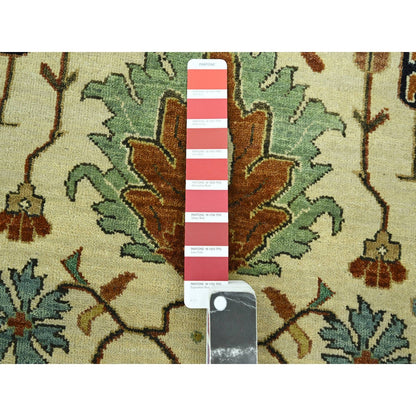 7'10"X10'3" Linen White Heris All Over Design Hand Knotted 100% Wool Rug