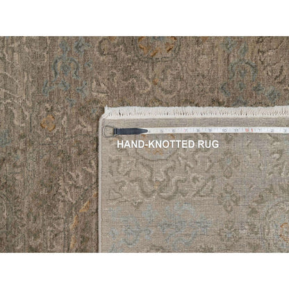 3'X4' Beaver Brown Mamluk Design Pure Himalayan Wool Hand Knotted Rug