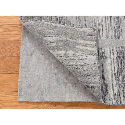 2'6"X17'10" Gray Undyed Natural Wool Modern Xl Runner Hand Knotted Rug