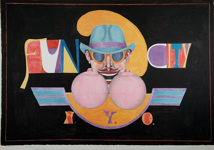 Richard Lindner New York Fun City Lithograph limited 175 Sunglasses Man Hat