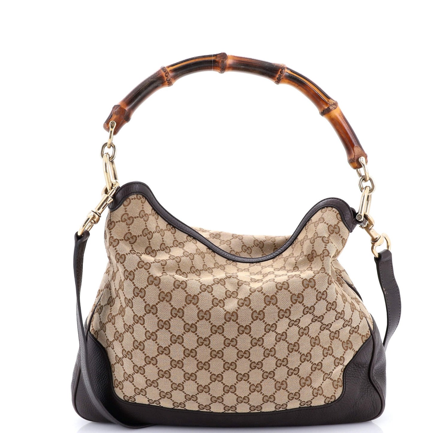 Gucci Diana Bamboo Shoulder Bag Gg Canvas Medium