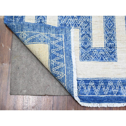 6'X8'7" Denim Blue Wool Hand Knotted Finer Peshawar Oriental Rug