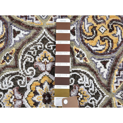 6'2"X9'3" Wool & Silk Mughal Inspired Medallions Design Hand Knotted Rug
