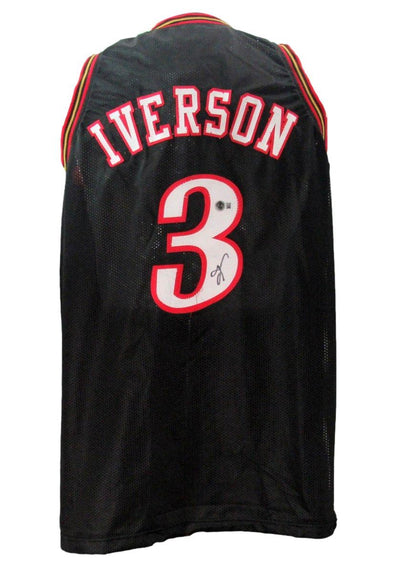 Allen Iverson Hof Autographed Black Custom Basketball Jersey 76Ers Beckett 96721