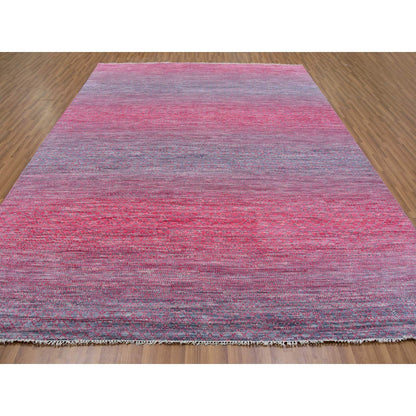 9'4"X12'2" Desire Red Wool Hand Knotted Modern Chiaroscuro Collection Rug