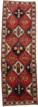 Handmade Vintage Rusty Red Oriental Runner Rug