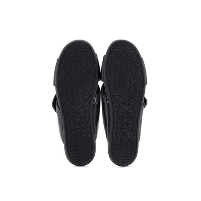 Prada Women'S Triangle Criss Cross Padded Sandals Leather