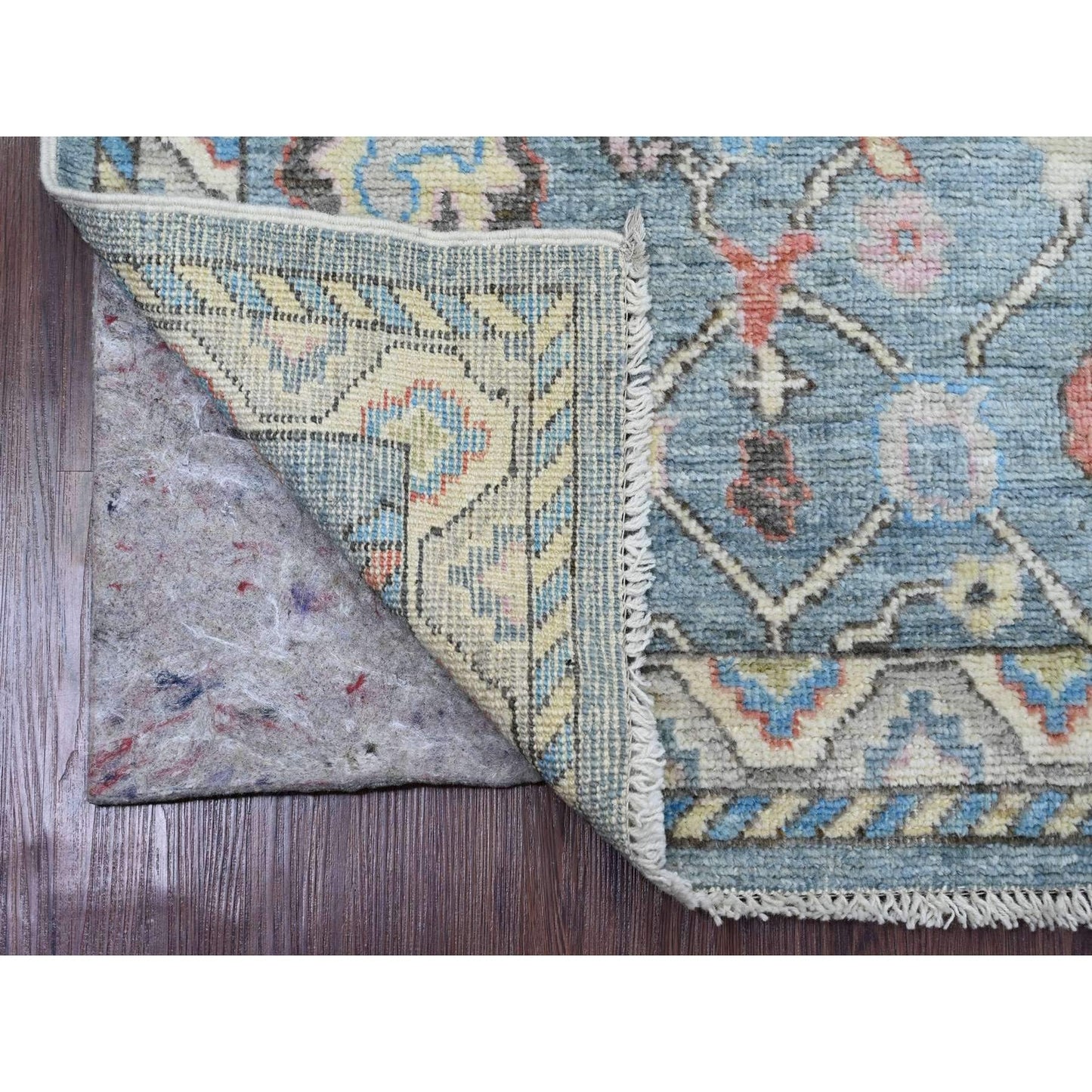 2'9"X9'9" Blue Anatolian Village Inspired Hand Knotted Wool Runner Rug