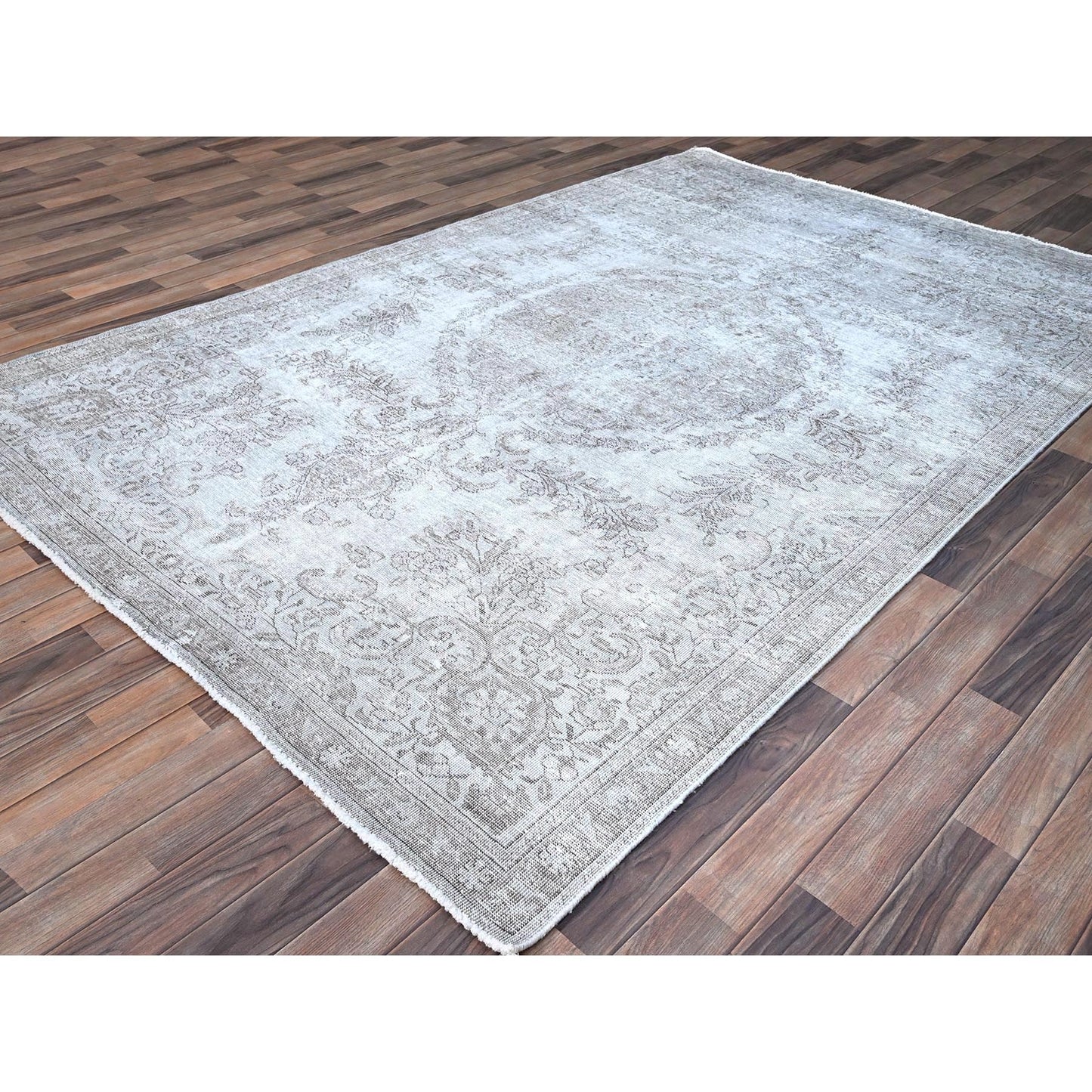 6'3"X9'6" Gray White Wash Cropped Thin Oriental Rug